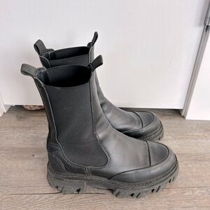 GANNI leather mid calf boots